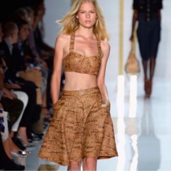🎉HP🎉 DIANE VON FURSTENBERG DVF Runway Collection Cork Print Leather Bustier - Picture 2 of 7